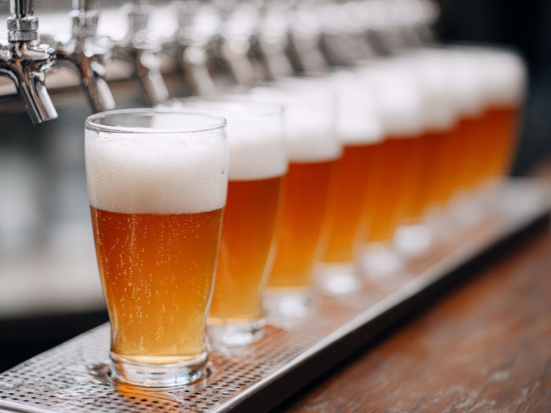 Beer Glass Taps Aligned