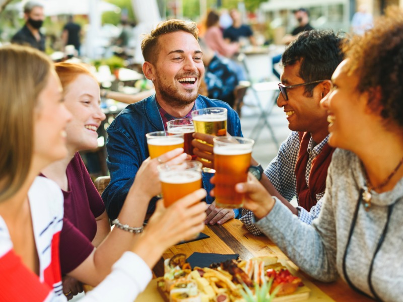 Friend Work Group Enjoying Beer Cheers